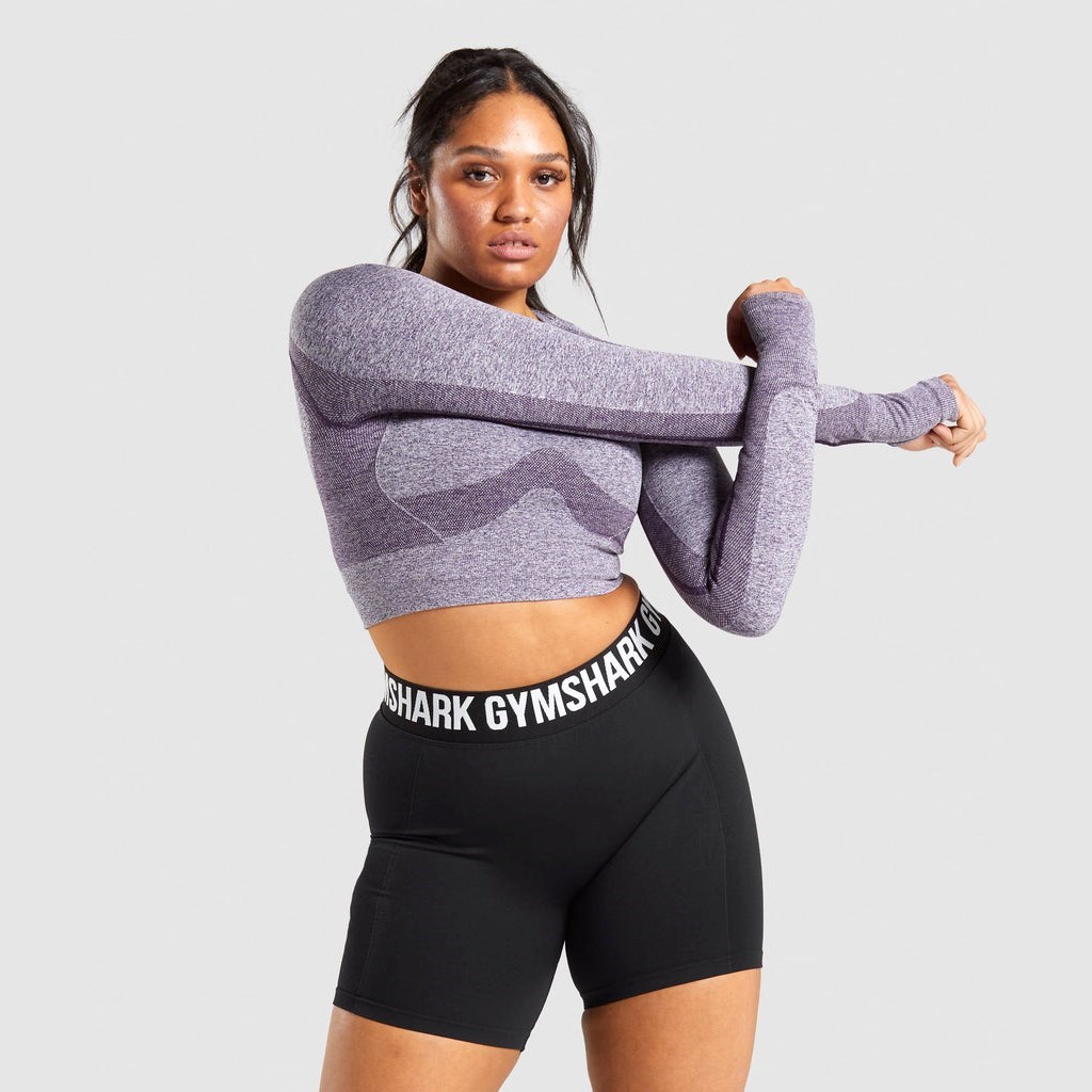 Gymshark Naisten T Paidat Netistä Ale - Flex Sports Long Sleeve Crop  Violetit